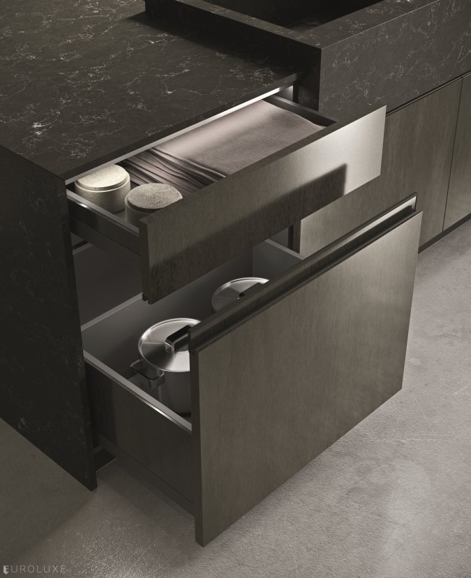 AK 05 in Ebano Opaco Veneer & Piombo Lacquer - modern kitchen cabinets, arrital cabinets chicago, modern design, minimalistic kitchen, dining furniture, graphite kitchen, black kitchen, arrital, kitchen Chicago, italian, urban interior, chicago italian cabinets, ak project, contemporary kitchen