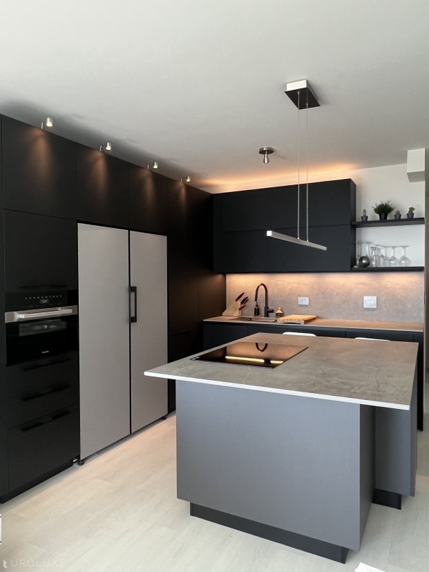 Chicago I New Eastside Highrise Kitchen - italian cabinets, fenix kitchen, modern condo kitchen