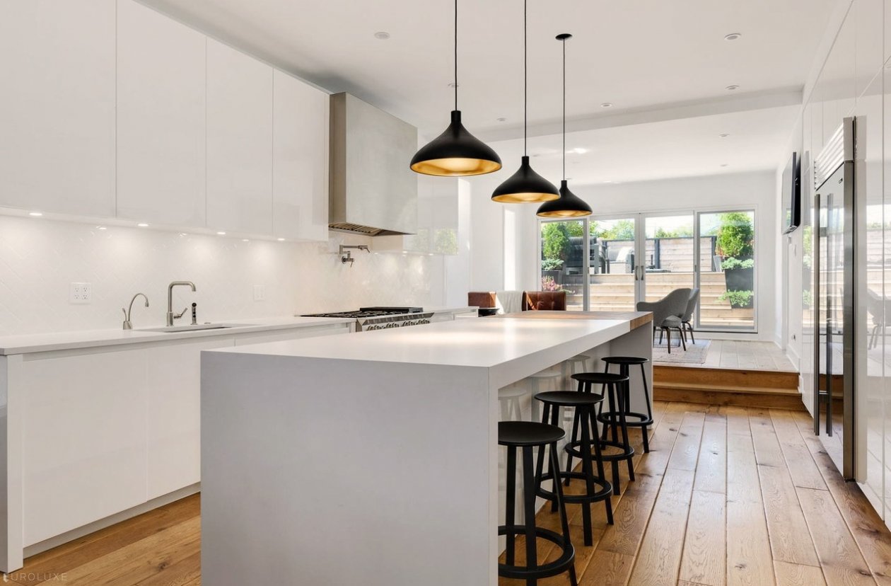 Chicago | Ukrainian Village Single Family Home  - modern italian cabinets, white lacquered cabinets, italian lacquered kitchen, grooved lacquered kitchen