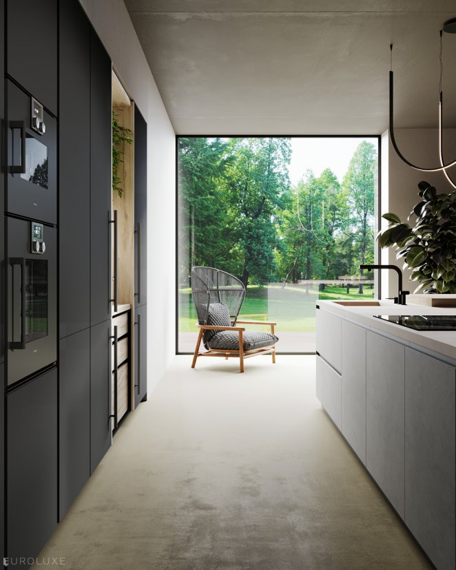 Menta Black Onyx and Scandi Oak - Miton cabinets chicago, modern design, minimalistic kitchen, black kitchen, Miton Chicago, kitchen cabinets, scandi oak, modern kitchen, black onyx, Menta by Miton, italian, contemporary kitchen, european kitchen, kitchen Chicago, dining furniture, wooden kitchen, urban interior, custom kitchen cabinets