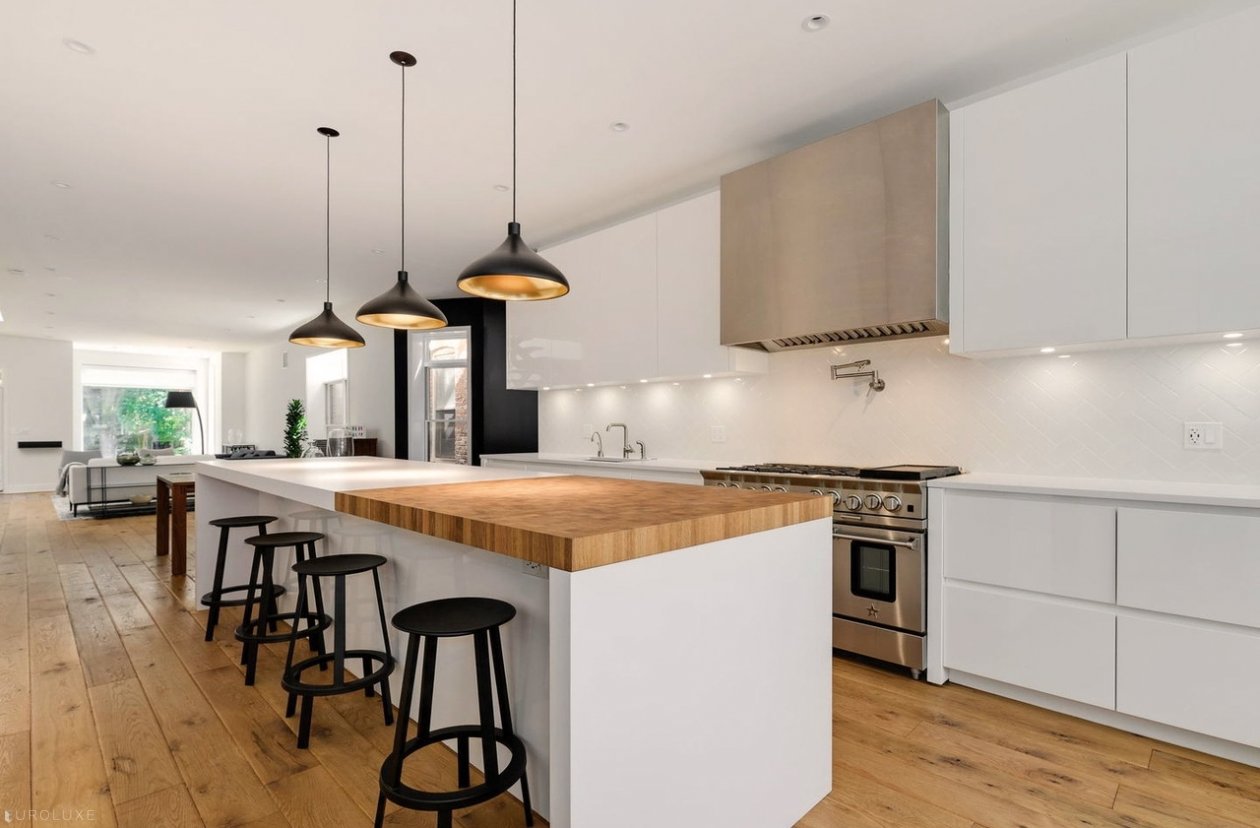 Chicago | Ukrainian Village Single Family Home  - grooved lacquered kitchen, italian lacquered kitchen, white lacquered cabinets, modern italian cabinets