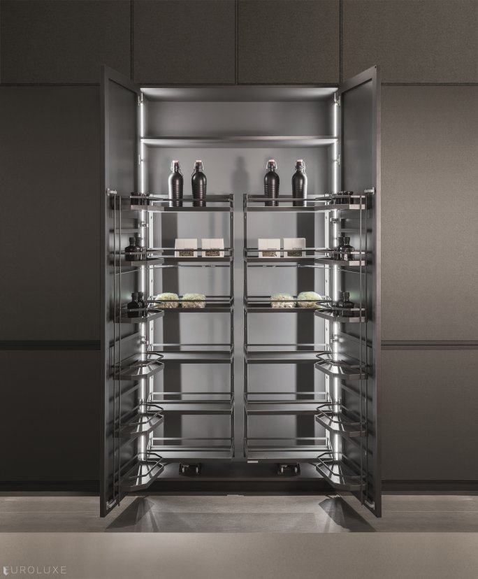 AK 08 in Fenix Biombo Doha - italian cabinets, arrital cabinets chicago, modern kitchen cabinets, contemporary kitchen, kitchen Chicago, modular kitchen, ak project arrital, minimalistic kitchen, italian, dining furniture, european kitchen cabinets, modern design, urban interior, black kitchen