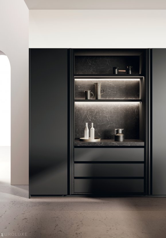 Bluna - Binova cabinets chicago, european kitchen, urban interior, kitchen Chicago, italian, wooden kitchen, contemporary kitchen, Bluna by Binova, modern kitchen, minimalistic kitchen, kitchen cabinets, modern design, black kitchen, custom kitchen cabinets, dining furniture