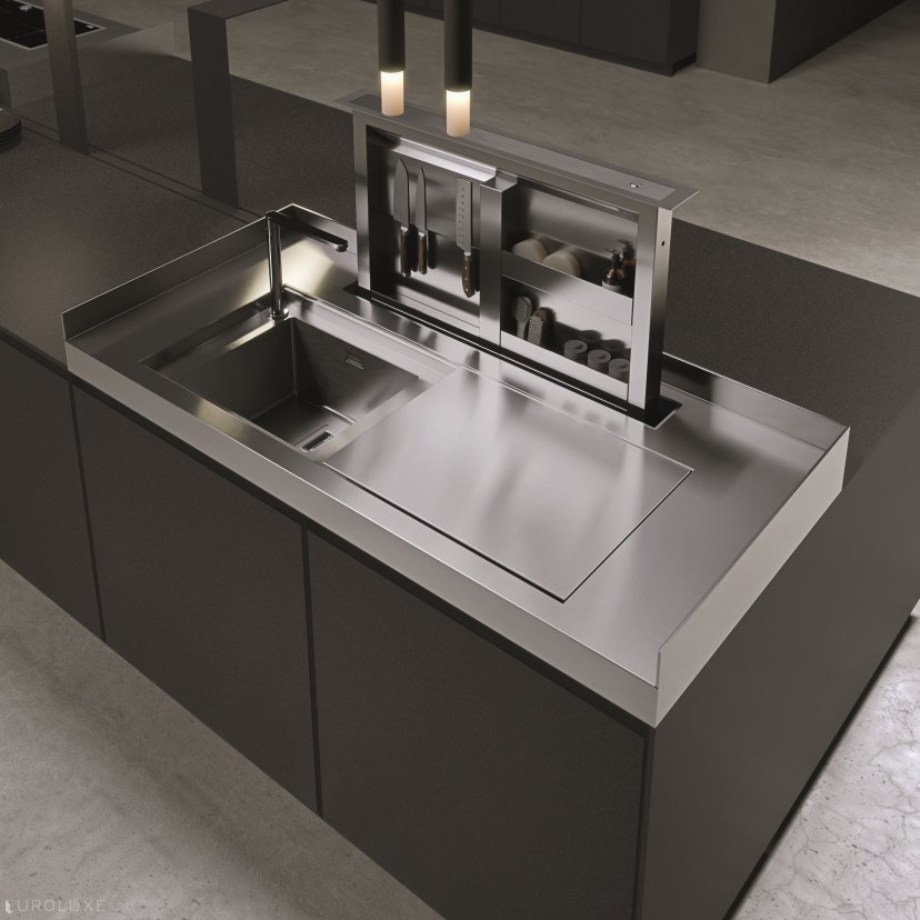 AK 08 in Fenix Biombo Doha - black kitchen, kitchen Chicago, modern kitchen cabinets, arrital cabinets chicago, dining furniture, italian, minimalistic kitchen, contemporary kitchen, ak project arrital, modern design, urban interior, italian cabinets, modular kitchen, european kitchen cabinets