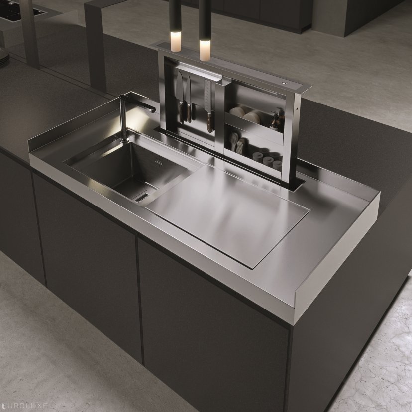 AK 08 in Fenix Biombo Doha - modular kitchen, dining furniture, ak project arrital, minimalistic kitchen, arrital cabinets chicago, italian cabinets, italian, modern kitchen cabinets, modern design, black kitchen, urban interior, european kitchen cabinets, kitchen Chicago, contemporary kitchen