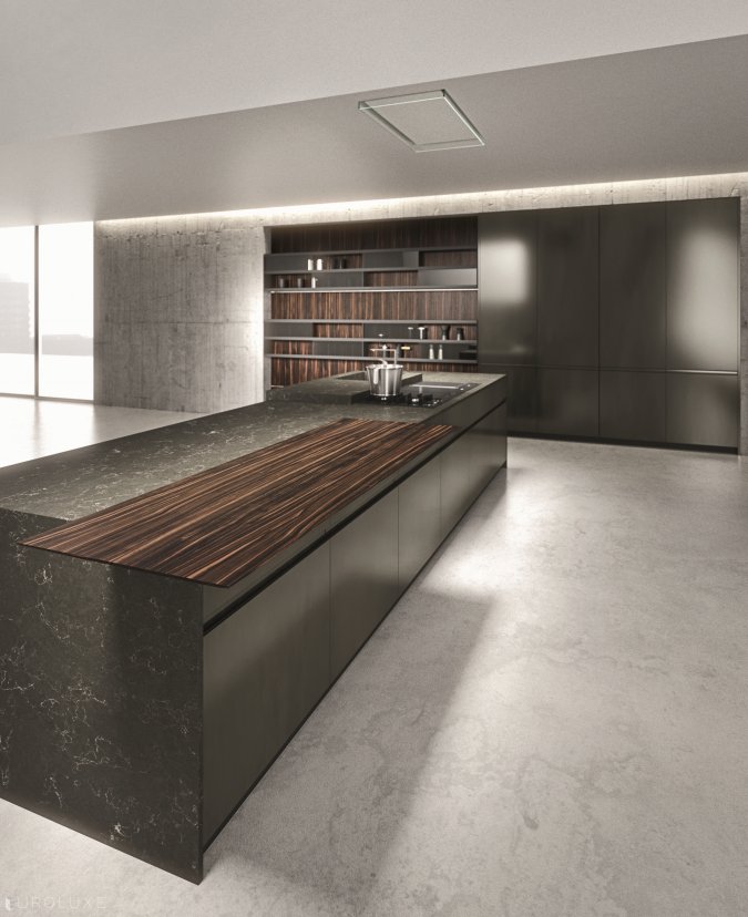 AK 05 in Ebano Opaco Veneer & Piombo Lacquer - arrital, chicago italian cabinets, modern kitchen cabinets, ak project, arrital cabinets chicago, contemporary kitchen, italian, minimalistic kitchen, modern design, graphite kitchen, black kitchen, dining furniture, kitchen Chicago, urban interior