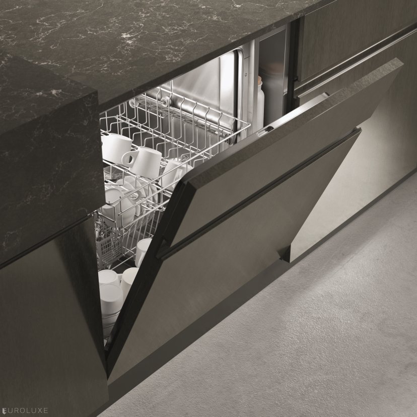 AK 05 in Ebano Opaco Veneer & Piombo Lacquer - kitchen Chicago, chicago italian cabinets, arrital, graphite kitchen, modern design, contemporary kitchen, italian, arrital cabinets chicago, black kitchen, dining furniture, modern kitchen cabinets, ak project, minimalistic kitchen, urban interior