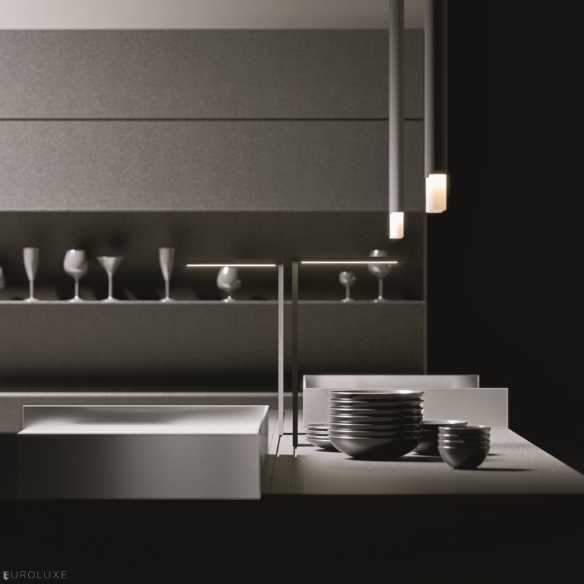 AK 08 in Fenix Biombo Doha - contemporary kitchen, italian cabinets, minimalistic kitchen, arrital cabinets chicago, urban interior, modern design, dining furniture, modular kitchen, black kitchen, kitchen Chicago, european kitchen cabinets, italian, ak project arrital, modern kitchen cabinets