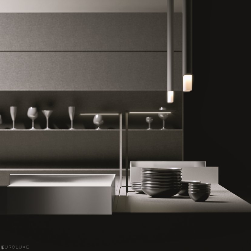 AK 08 in Fenix Biombo Doha - modern kitchen cabinets, minimalistic kitchen, modular kitchen, arrital cabinets chicago, modern design, black kitchen, ak project arrital, italian cabinets, contemporary kitchen, italian, dining furniture, european kitchen cabinets, urban interior, kitchen Chicago