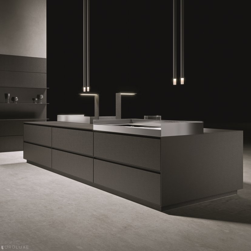 AK 08 in Fenix Biombo Doha - contemporary kitchen, black kitchen, urban interior, kitchen Chicago, dining furniture, arrital cabinets chicago, ak project arrital, minimalistic kitchen, modular kitchen, european kitchen cabinets, modern design, italian, italian cabinets, modern kitchen cabinets