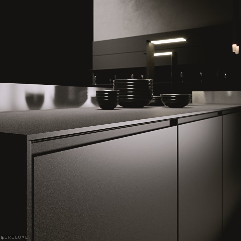 AK 08 in Fenix Biombo Doha - dining furniture, contemporary kitchen, european kitchen cabinets, minimalistic kitchen, urban interior, arrital cabinets chicago, modern kitchen cabinets, italian cabinets, black kitchen, kitchen Chicago, ak project arrital, modern design, italian, modular kitchen