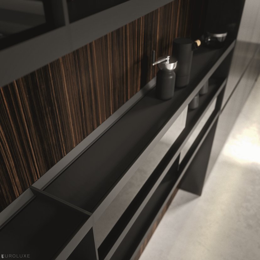 AK 05 in Ebano Opaco Veneer & Piombo Lacquer - contemporary kitchen, urban interior, arrital, dining furniture, chicago italian cabinets, minimalistic kitchen, modern design, arrital cabinets chicago, black kitchen, modern kitchen cabinets, ak project, graphite kitchen, kitchen Chicago, italian