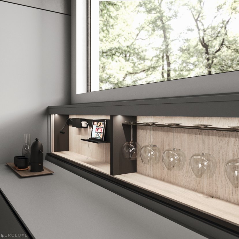 AK 04 in Fenix Verde Comodoro - urban interior, kitchen Chicago, arrital, arrital cabinets chicago, ak project, contemporary kitchen, italian, modern kitchen cabinets, dining furniture, modern design, chicago italian cabinets