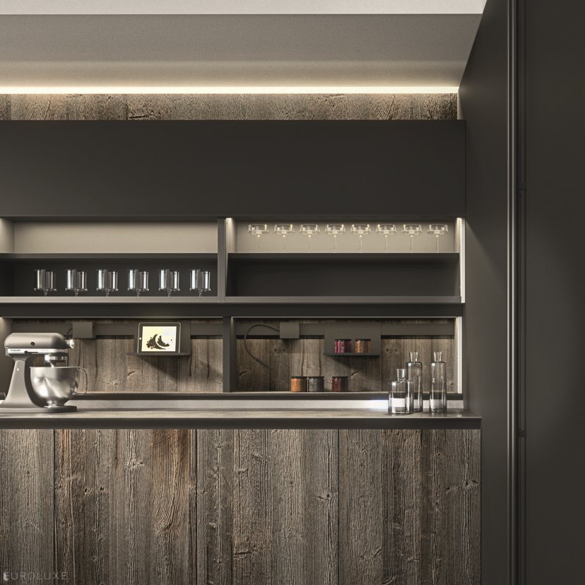 AK 05 in Abete Chalet Veneer & Piombo Laquer - arrital, modern design, arrital cabinets chicago, dining furniture, contemporary kitchen, urban interior, italian, modern kitchen cabinets, ak project, kitchen Chicago, chicago italian cabinets