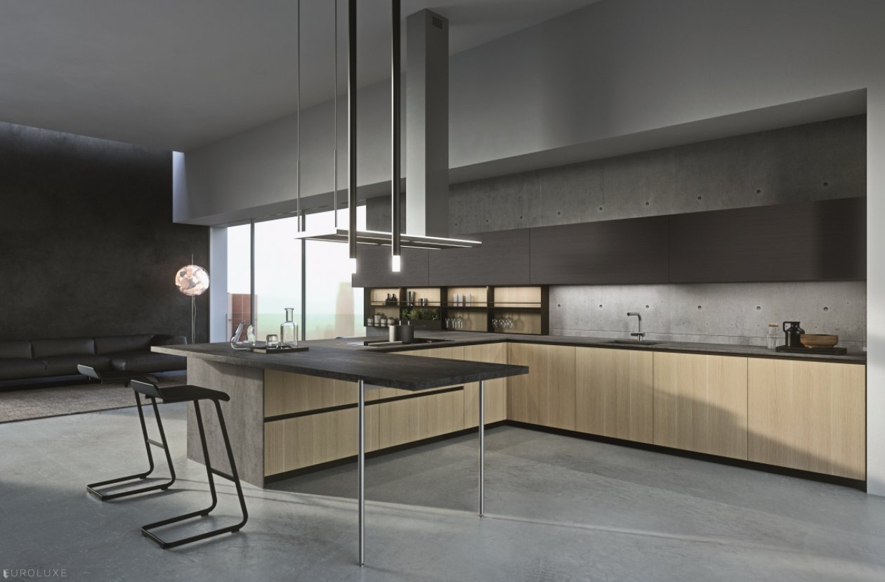 AK Project in Sesamo and Etna Textured Melamine - arrital, dining furniture, ak project, italian, urban interior, kitchen Chicago, arrital cabinets chicago, chicago italian cabinets, modern kitchen cabinets, modern design, contemporary kitchen