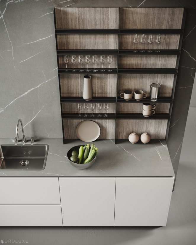 Menta Emme Grey and Smoke Eucalyptus - kitchen Chicago, modern design, Miton Chicago, urban interior, wooden kitchen, Menta by Miton, custom kitchen cabinets, minimalistic kitchen, contemporary kitchen, european kitchen, Miton cabinets chicago, dining furniture, kitchen cabinets, modern kitchen, black kitchen, italian