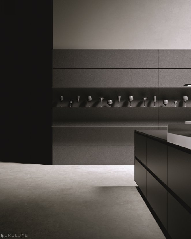AK 08 in Fenix Biombo Doha - modular kitchen, kitchen Chicago, urban interior, italian cabinets, european kitchen cabinets, modern design, arrital cabinets chicago, modern kitchen cabinets, italian, dining furniture, black kitchen, contemporary kitchen, minimalistic kitchen, ak project arrital