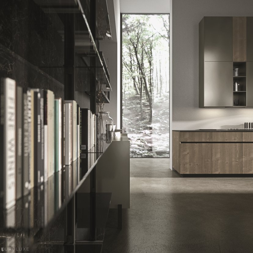 AK 05 in Abete Vigo Veneer and Metallic Lacquer - ak project, urban interior, arrital, italian, modern design, kitchen Chicago, dining furniture, contemporary kitchen, modern kitchen cabinets, chicago italian cabinets, arrital cabinets chicago