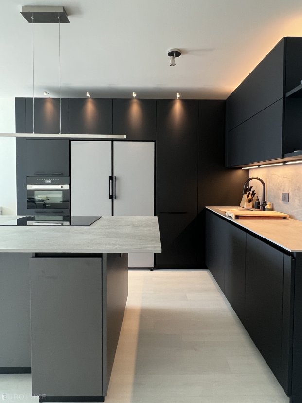 Chicago I New Eastside Highrise Kitchen - modern condo kitchen, fenix kitchen, italian cabinets