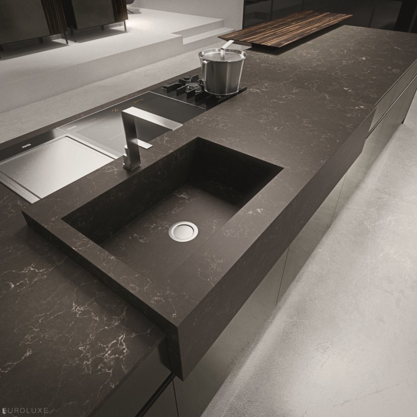 AK 05 in Ebano Opaco Veneer & Piombo Lacquer - modern design, arrital, dining furniture, kitchen Chicago, chicago italian cabinets, minimalistic kitchen, ak project, graphite kitchen, urban interior, black kitchen, contemporary kitchen, arrital cabinets chicago, italian, modern kitchen cabinets