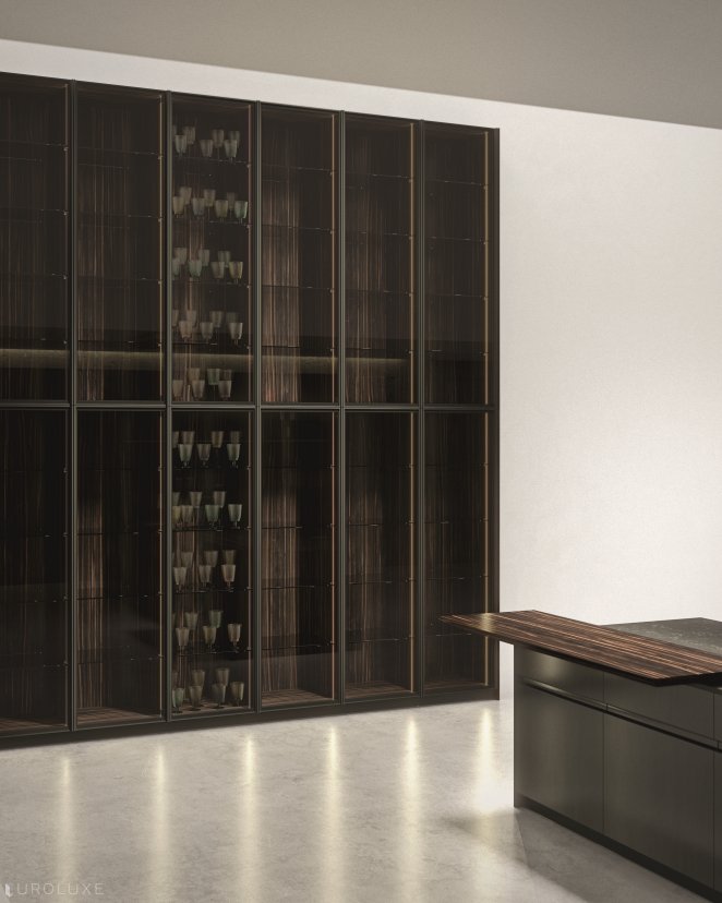 AK 05 in Ebano Opaco Veneer & Piombo Lacquer - contemporary kitchen, minimalistic kitchen, black kitchen, modern design, modern kitchen cabinets, arrital cabinets chicago, arrital, ak project, urban interior, chicago italian cabinets, kitchen Chicago, graphite kitchen, dining furniture, italian