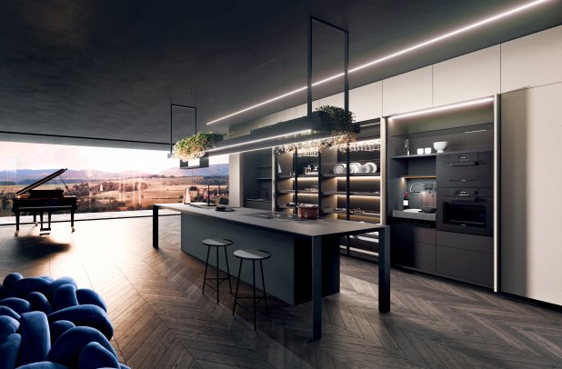 Nautila by Arrital - contemporary kitchen, black kitchen, urban interior, dining furniture, italian, modern kitchen, european kitchen, kitchen cabinets, custom kitchen cabinets, minimalistic kitchen, wooden kitchen, arrital cabinets chicago, kitchen Chicago, modern design, Nautila arrital