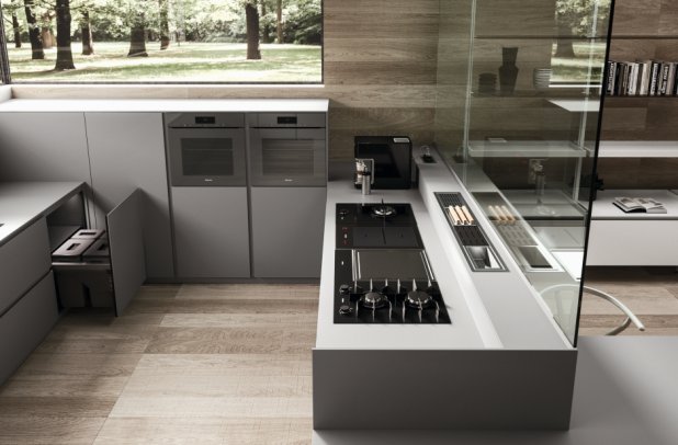 AK 04 in Fenix Verde Comodoro by Arrital - arrital, urban interior, arrital cabinets chicago, kitchen Chicago, chicago italian cabinets, modern design, dining furniture, ak project, modern kitchen cabinets, italian, contemporary kitchen