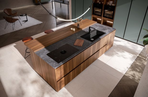 Menta Corduroy and Powder Green by Miton - black kitchen, urban interior, modern design, kitchen Chicago, european kitchen, wooden kitchen, custom kitchen cabinets, Menta by Miton, Miton Chicago, kitchen cabinets, contemporary kitchen, minimalistic kitchen, modern kitchen, dining furniture, Miton cabinets chicago, italian