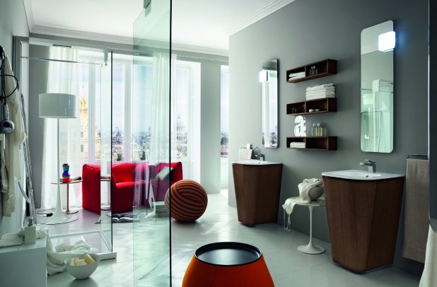 Suede by Cerasa - bathroom ensembles, bathroom chandeliers, urban interior, modern bathroom, deep bath, bathroom bidet, Suede bathroom, , bathroom doors, shower, Chicago furniture