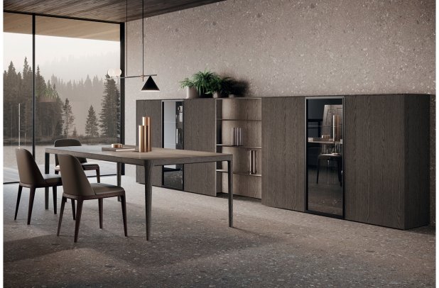 Bluna by Binova - dining furniture, Binova cabinets chicago, custom kitchen cabinets, urban interior, contemporary kitchen, modern design, kitchen cabinets, Bluna by Binova, italian, kitchen Chicago, modern kitchen, minimalistic kitchen, black kitchen, wooden kitchen, european kitchen