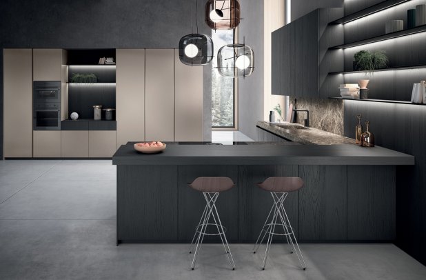 Bluna by Binova - Bluna by Binova, black kitchen, dining furniture, contemporary kitchen, Binova cabinets chicago, italian, kitchen Chicago, urban interior, modern kitchen, wooden kitchen, minimalistic kitchen, custom kitchen cabinets, european kitchen, kitchen cabinets, modern design