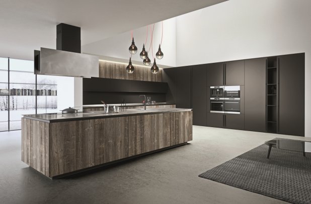 AK 05 in Abete Chalet Veneer & Piombo Laquer by Arrital - urban interior, ak project, kitchen Chicago, modern kitchen cabinets, contemporary kitchen, arrital, chicago italian cabinets, italian, modern design, arrital cabinets chicago, dining furniture