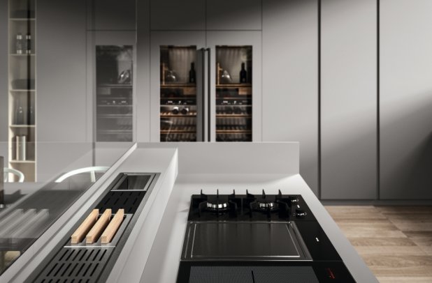 AK 04 in Fenix Verde Comodoro by Arrital - chicago italian cabinets, dining furniture, arrital, contemporary kitchen, ak project, italian, arrital cabinets chicago, kitchen Chicago, modern kitchen cabinets, urban interior, modern design