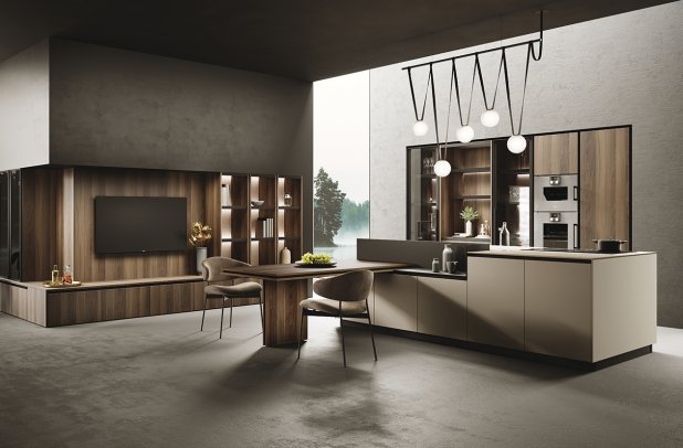 Menta Creta and Adige  by Miton - Miton Chicago, dining furniture, european kitchen, minimalistic kitchen, kitchen Chicago, kitchen cabinets, custom kitchen cabinets, urban interior, italian, wooden kitchen, black kitchen, contemporary kitchen, modern design, Menta by Miton, Miton cabinets chicago, modern kitchen