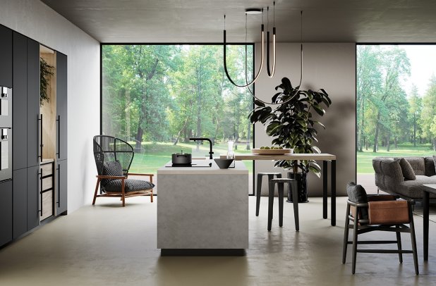 Menta Black Onyx and Scandi Oak by Miton - Miton cabinets chicago, modern design, european kitchen, minimalistic kitchen, Miton Chicago, Menta by Miton, dining furniture, urban interior, scandi oak, black kitchen, modern kitchen, black onyx, kitchen cabinets, custom kitchen cabinets, italian, wooden kitchen, kitchen Chicago, contemporary kitchen