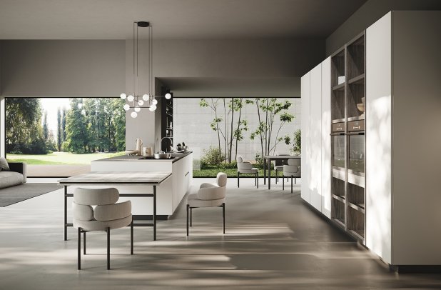 Menta Emme Grey and Smoke Eucalyptus by Miton - custom kitchen cabinets, Miton cabinets chicago, modern design, Menta by Miton, modern kitchen, black kitchen, kitchen Chicago, european kitchen, urban interior, italian, wooden kitchen, contemporary kitchen, Miton Chicago, kitchen cabinets, dining furniture, minimalistic kitchen