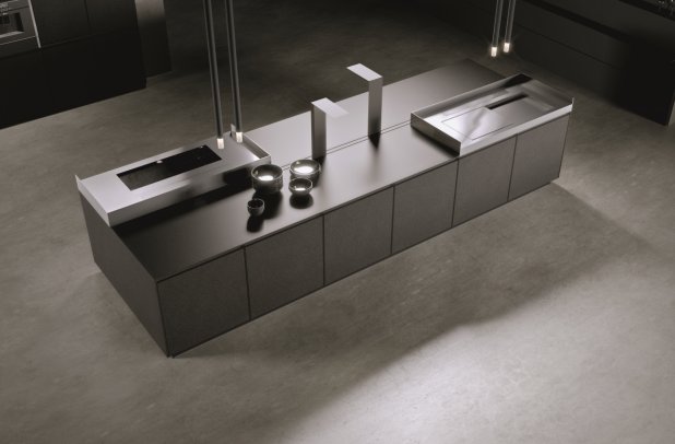 AK 08 in Fenix Biombo Doha by Arrital - modular kitchen, kitchen Chicago, arrital cabinets chicago, contemporary kitchen, ak project arrital, dining furniture, modern kitchen cabinets, italian, european kitchen cabinets, italian cabinets, black kitchen, urban interior, minimalistic kitchen, modern design